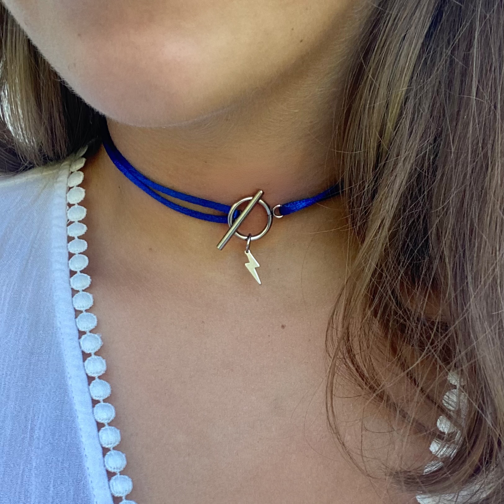 Collier Ras De Cou En Acier Inoxydable Argenté - Fermoir T Toggle - Longueur 40 Cm - Neuf Avec étiquettes